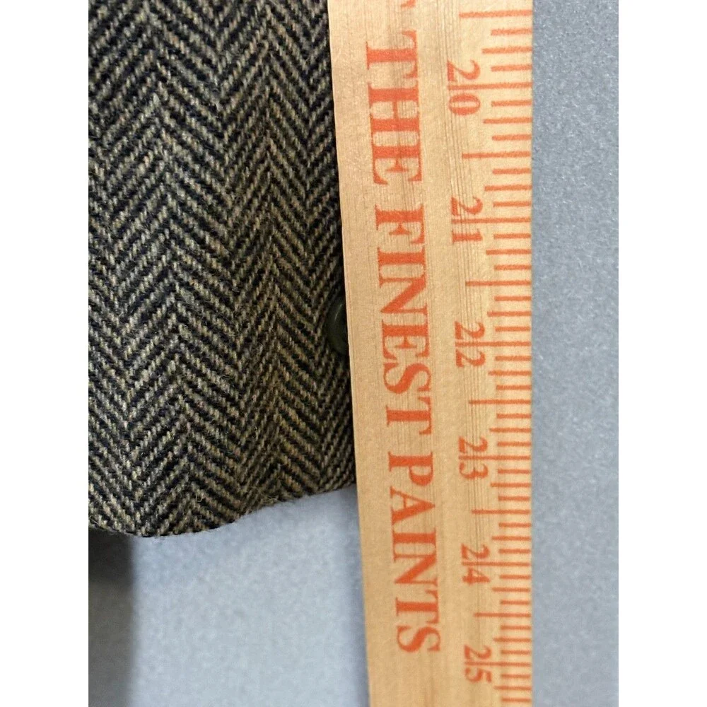 Vtg Lands End Blazer Mens 44S Brown Herringbone Wool Lambswool Made In USA